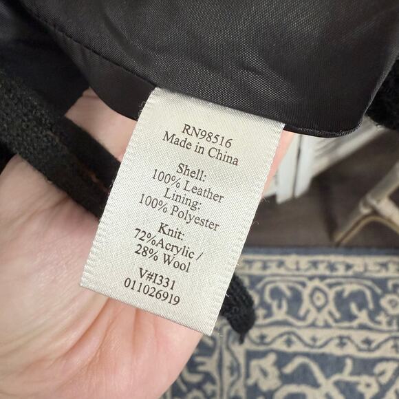 COLDWATER CREEK VINTAGE Women's XL Suede Leather Crochet Knit Trim Jacket Black - Picture 10 of 16